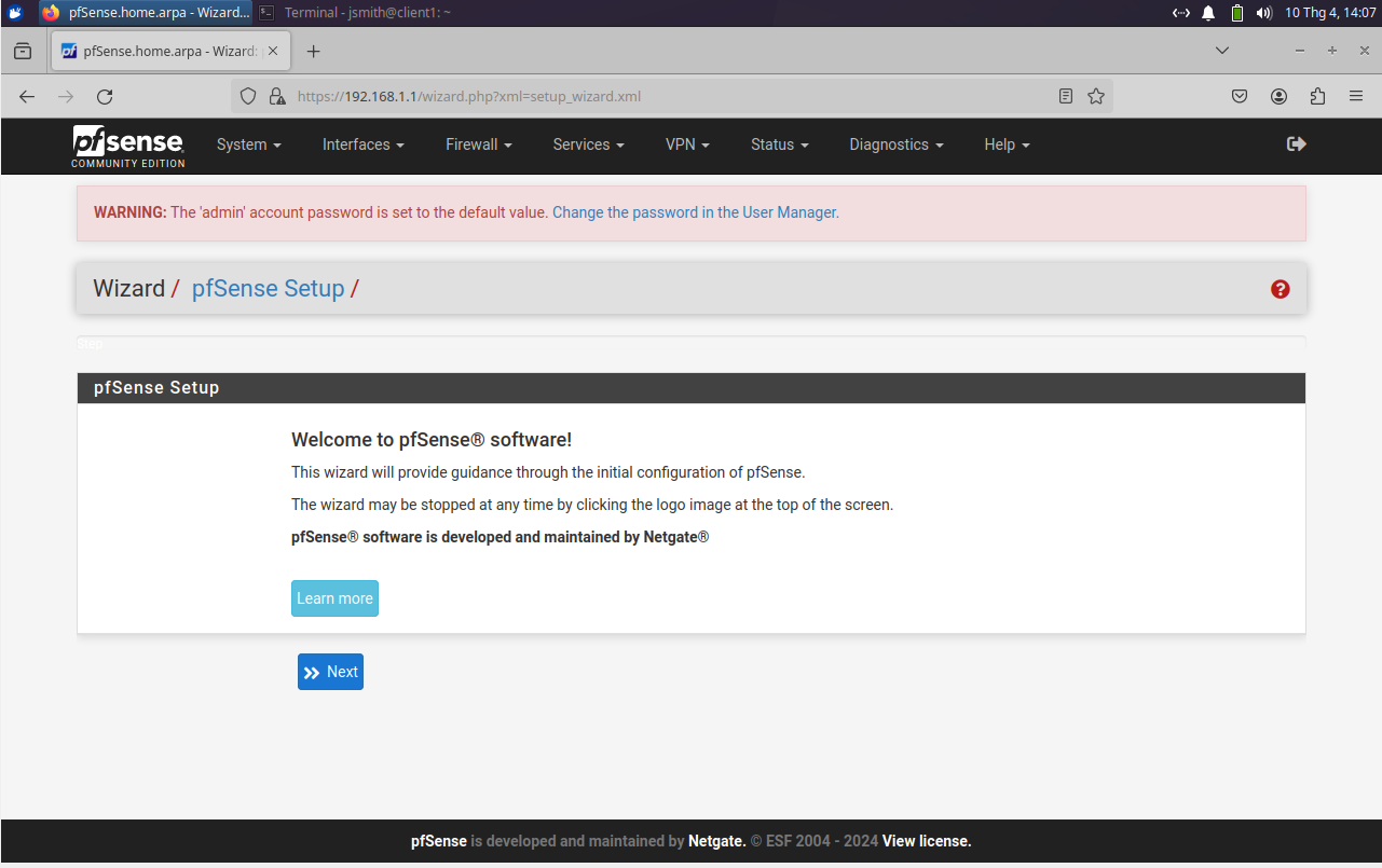 pfsense setup wizard